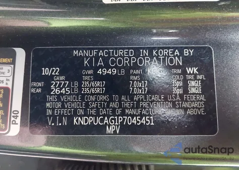 2023 Kia Sportage Hybrid Lx z USA, uszkodzony, nr VIN KNDPUCAG1P7045451